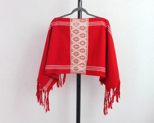 Jorongo Brocado Ranitas Rojo Blanco