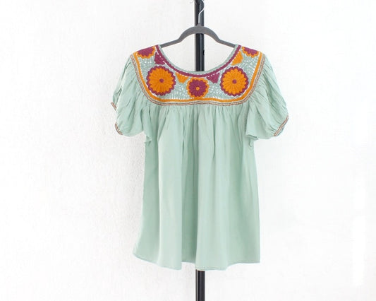 Blusa Aguacatenango Menta Amarillo