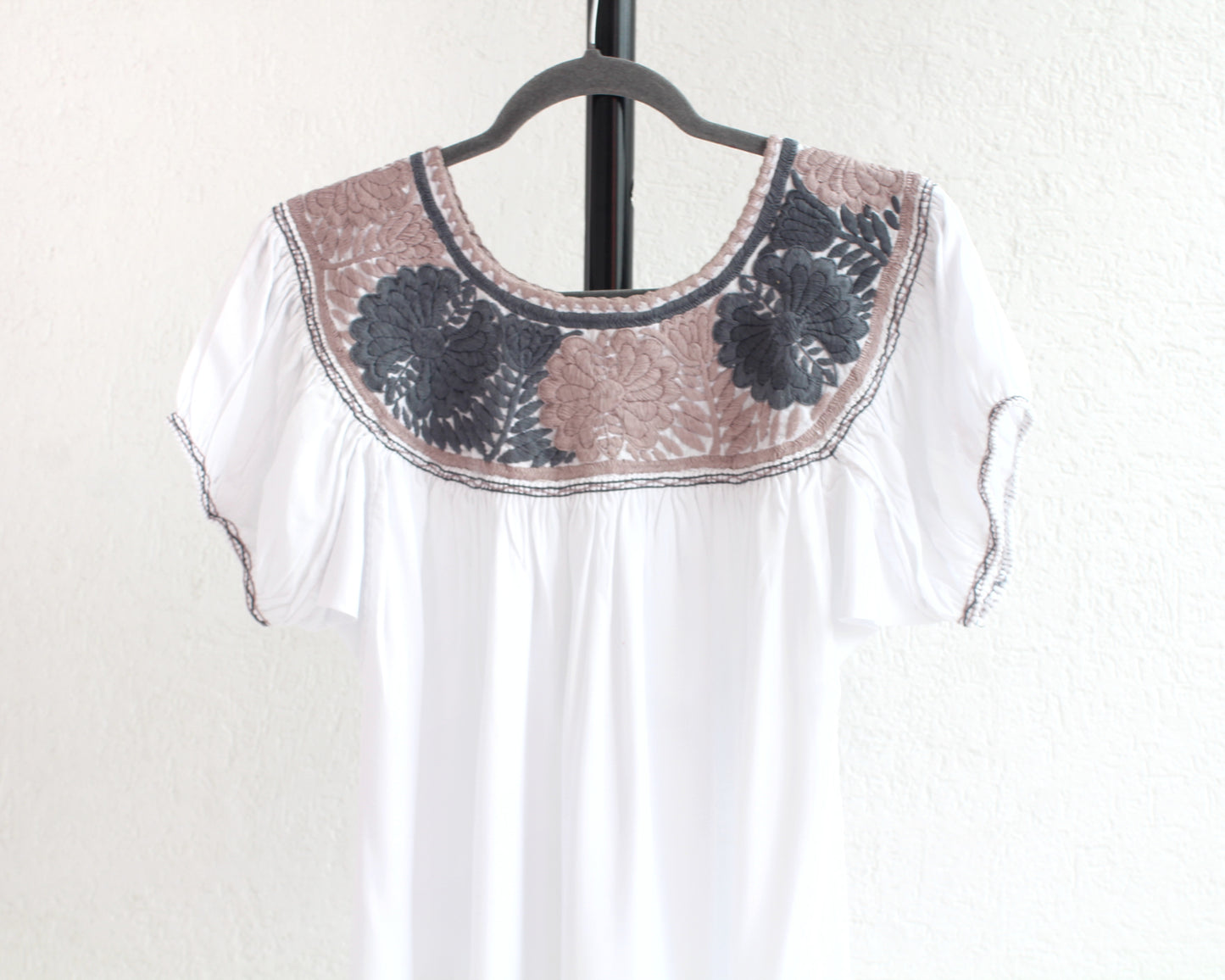 Blusa Aguacatenango Blanco Gris Rosa Palo