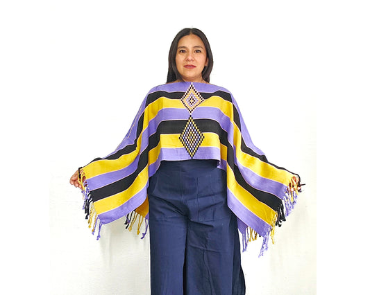 Jorongo Lineas Lila Amarillo Negro