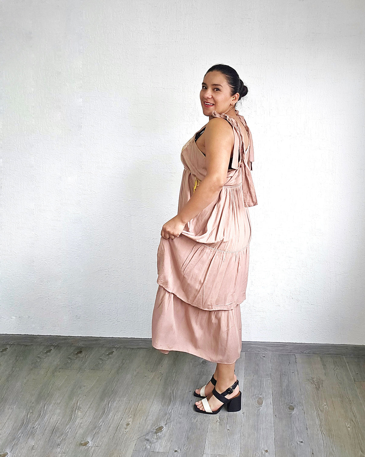 Vestido Fatima Telar Beige Blanco XL -XXL