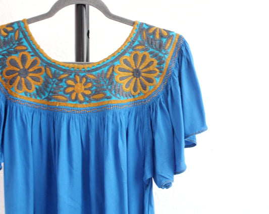 Blusa Aguacatenango Azul Amarillo