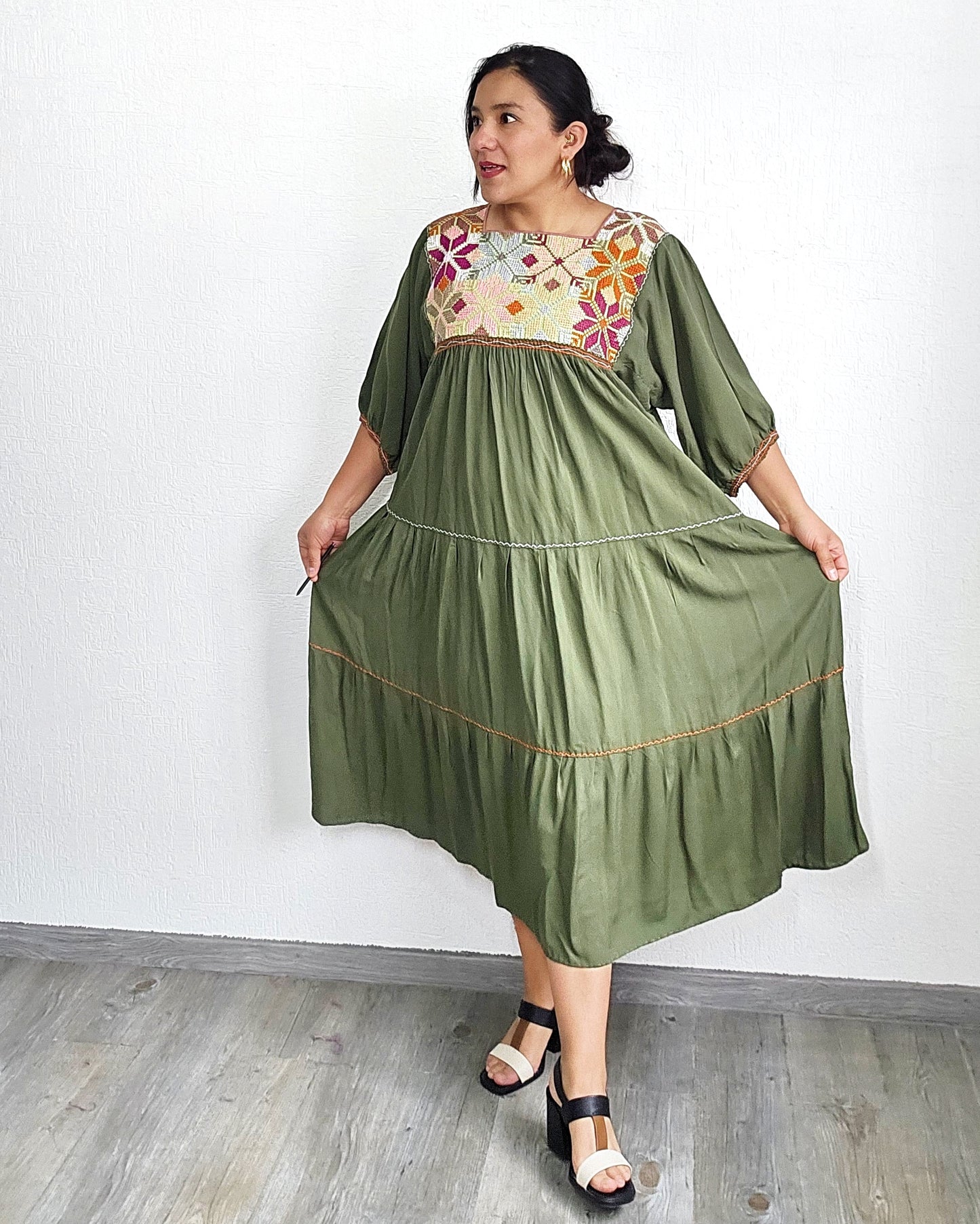 Vestido Maria Flores Verde Colores  L / XL