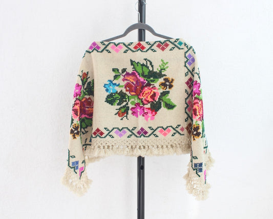 Mañanita Rosas Natural Punto de Cruz