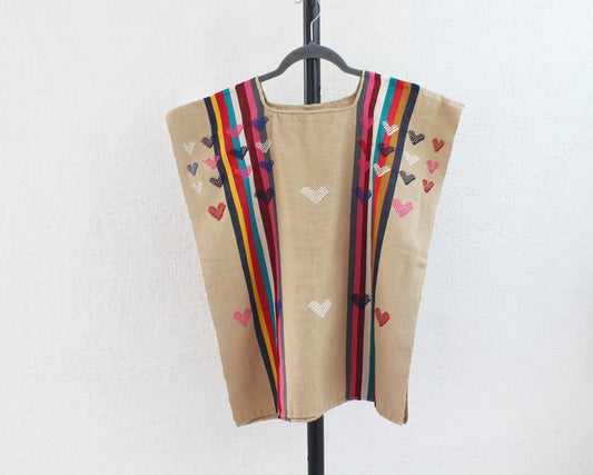 Huipil Corazones Beige Colores
