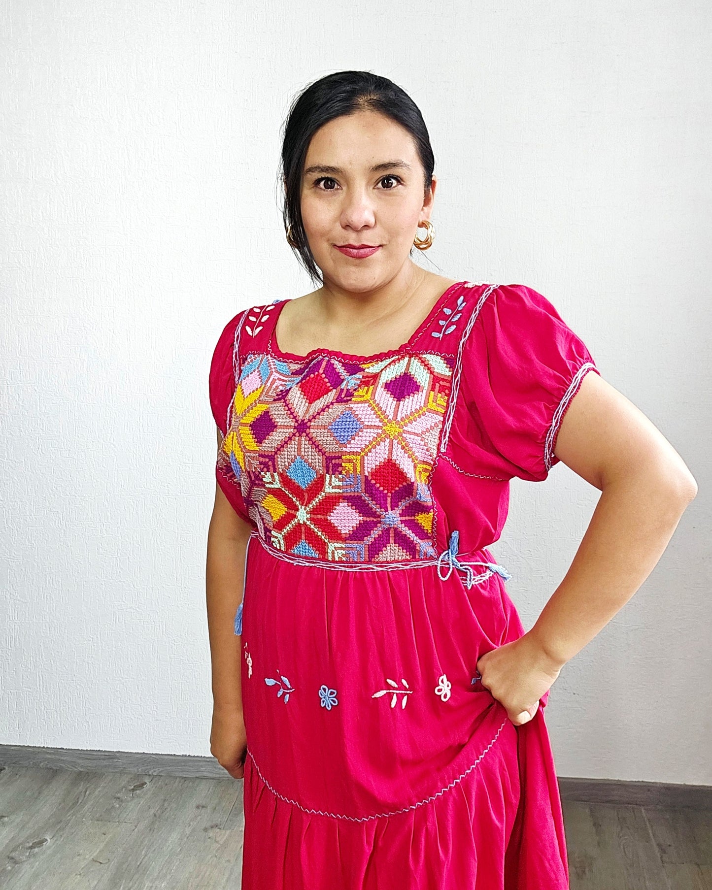 Vestido Maribel Flores Rojo Colores L / XL
