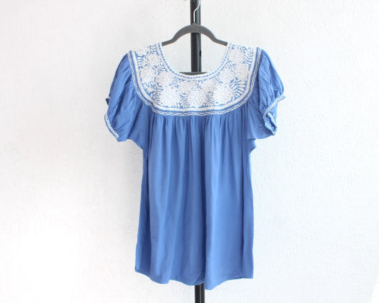 Blusa Aguacatenango Azul Blanco