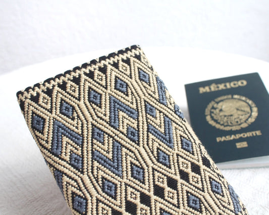 Porta Pasaporte Alas Beige Gris