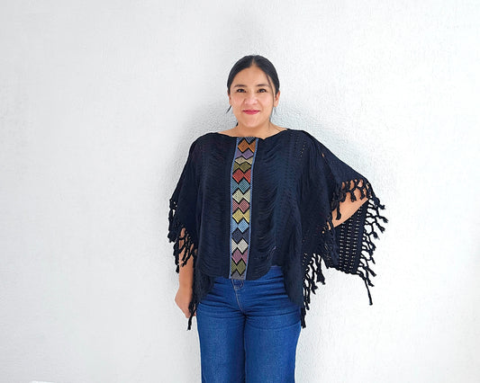 Jorongo Corto Deshilado Negro Colores