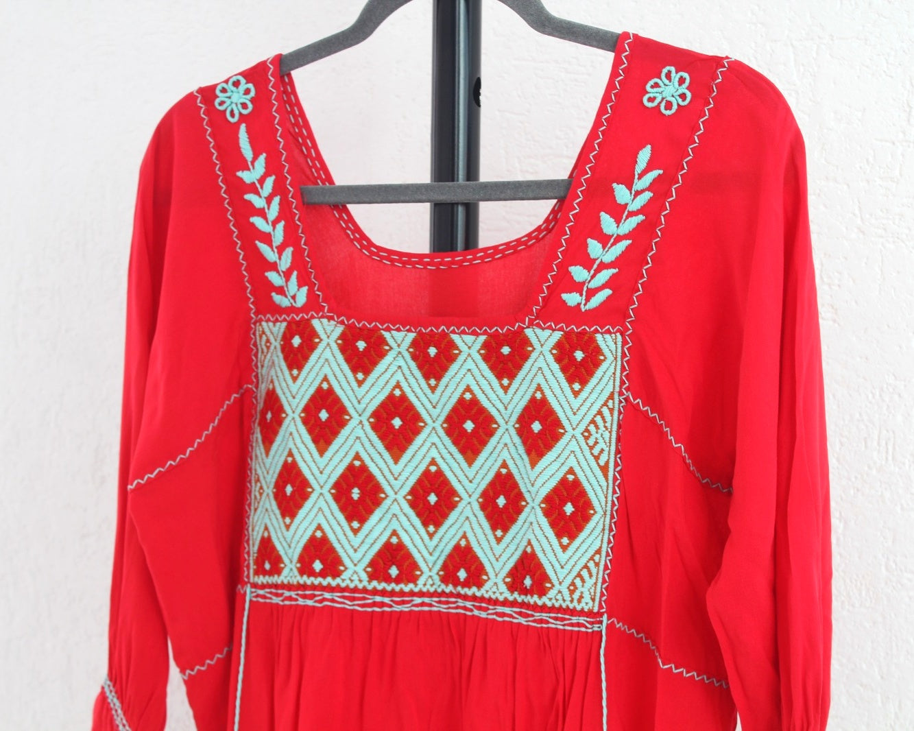 Blusa Julia Rojo Turquesa Unitalla