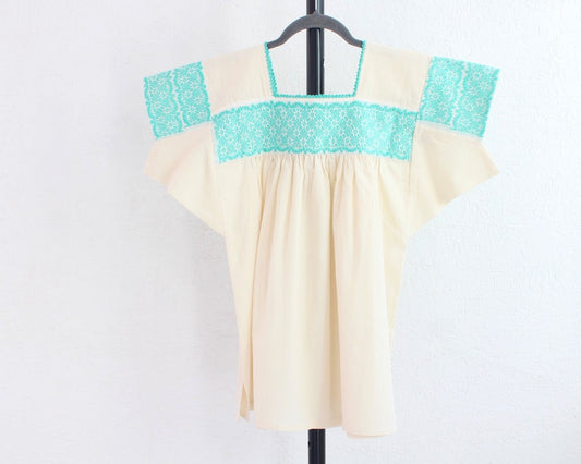 Blusa Tradicional Bordada Estrellas Aqua  L - XL