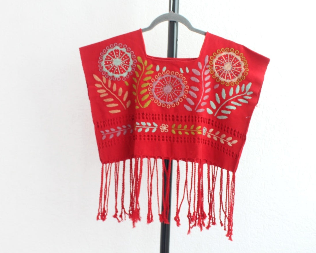 Crop Top Flores Rococo Rojo