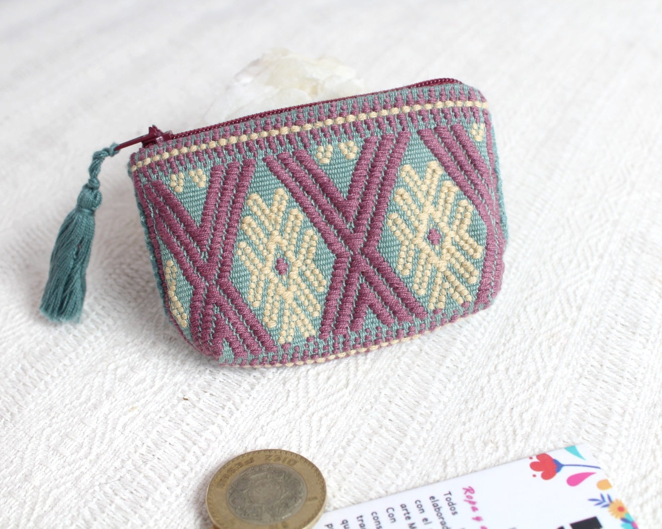 Mini Monedero Estrellas Beige Menta