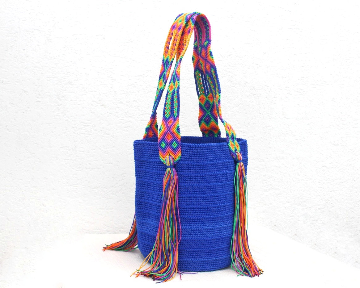 Bolso de mano Azul Rey Naranja Amarillo