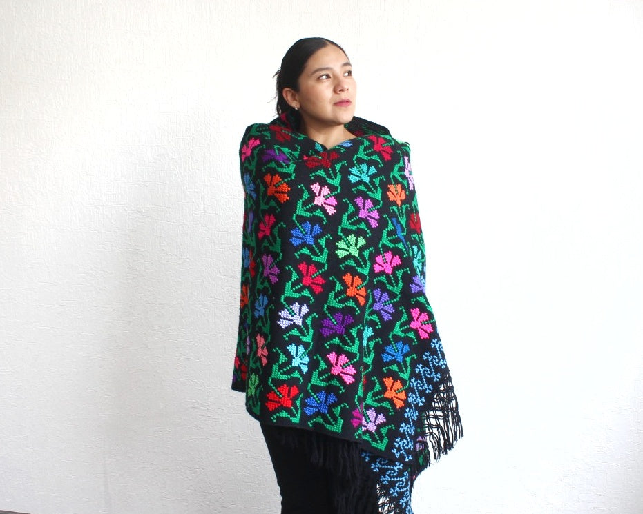 Rebozo Flores Colores Grande