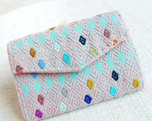Cartera Flores Azul Rosa