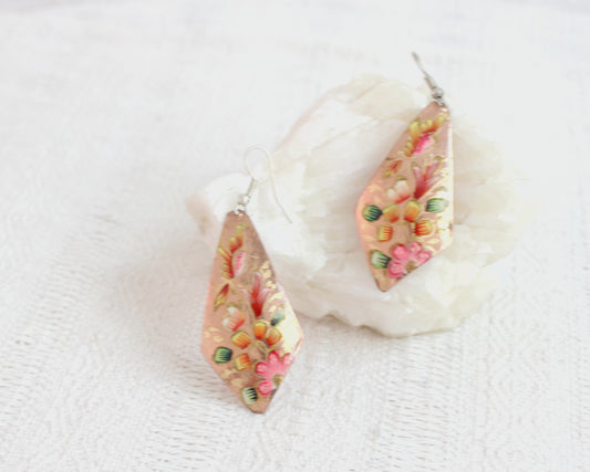 Aretes Cobre Flores Rosa