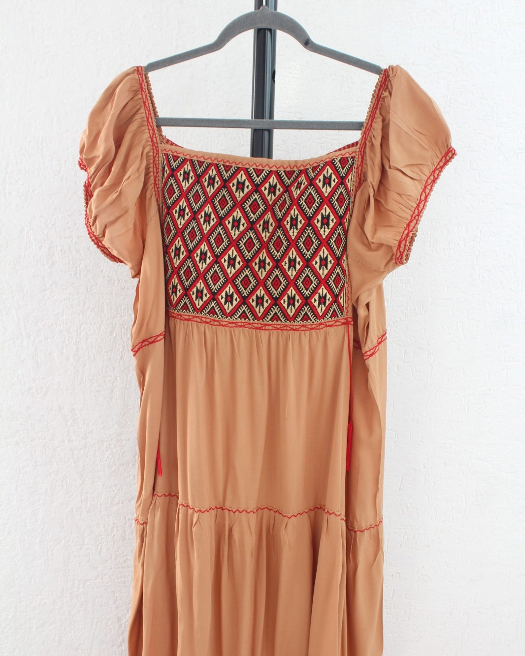 Vestido Gloria Cafe Claro Rojo Ch  M L