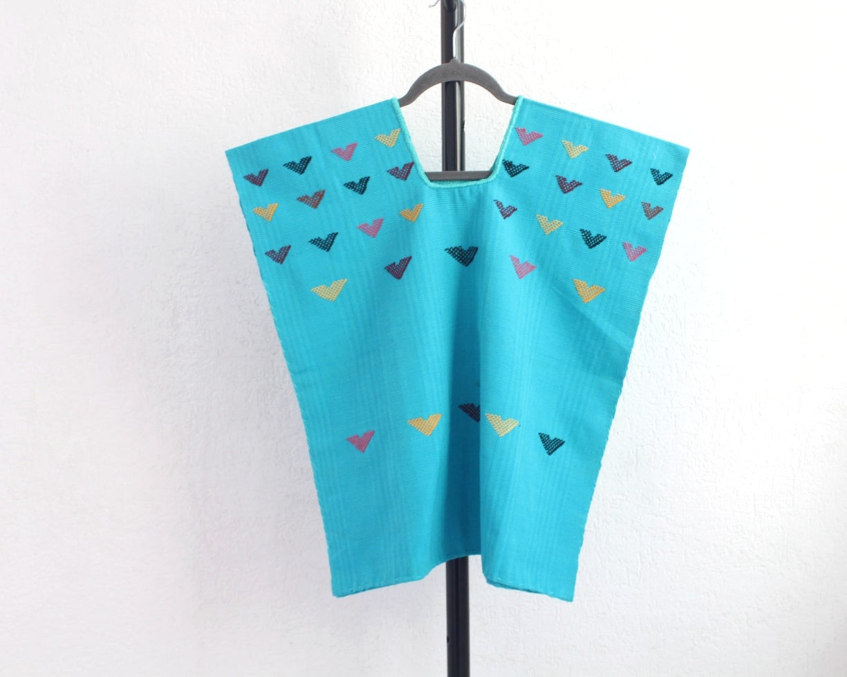 Blusa Huipil Corazones Azul