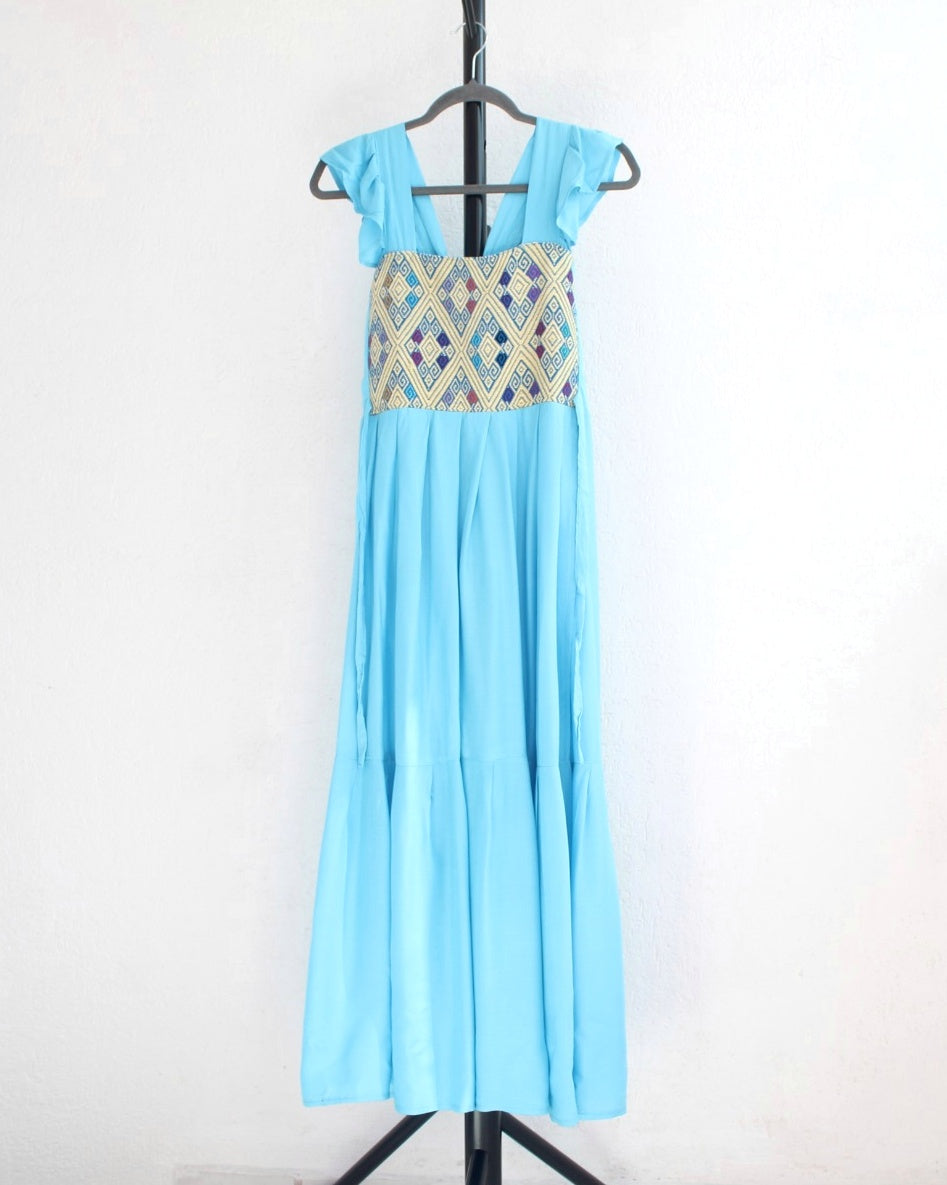 Vestido Anita Largo Azul Claro