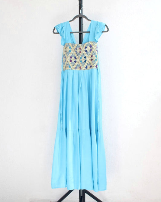 Vestido Anita Largo Azul Claro
