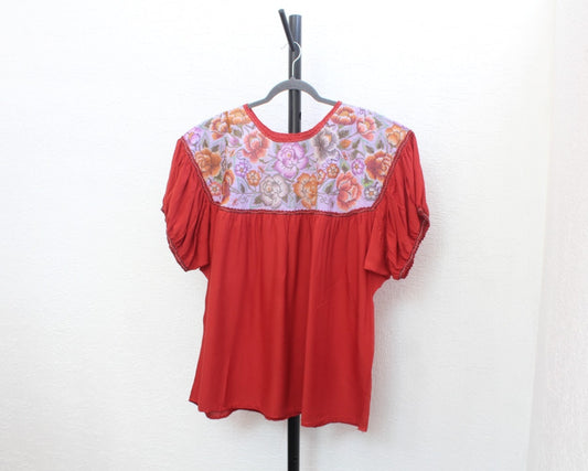 Blusa Abigail Flores Naranja Lila XXL