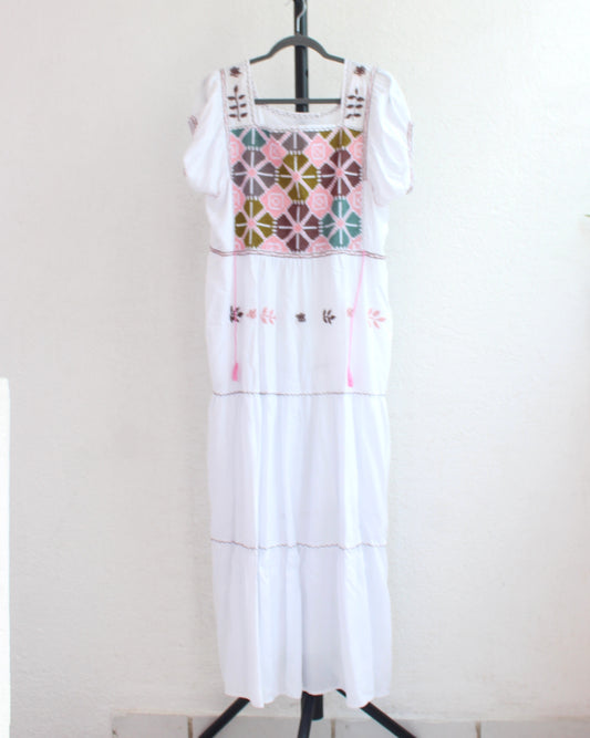 Vestido Maribel Flores Blanco Colores L / XL