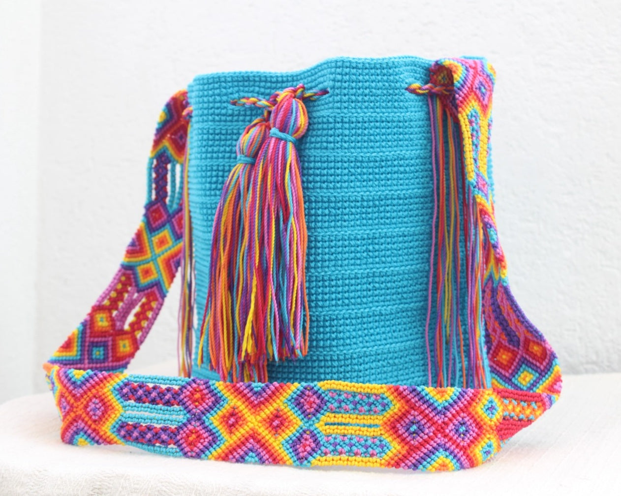 Bolso Morral Azul Amarillo Rosa