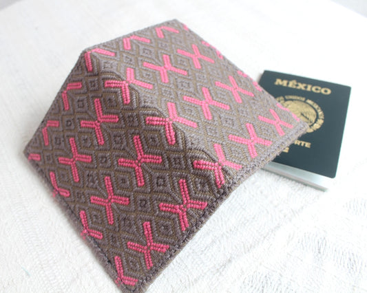 Porta Pasaporte Mariposas Gris Rosa