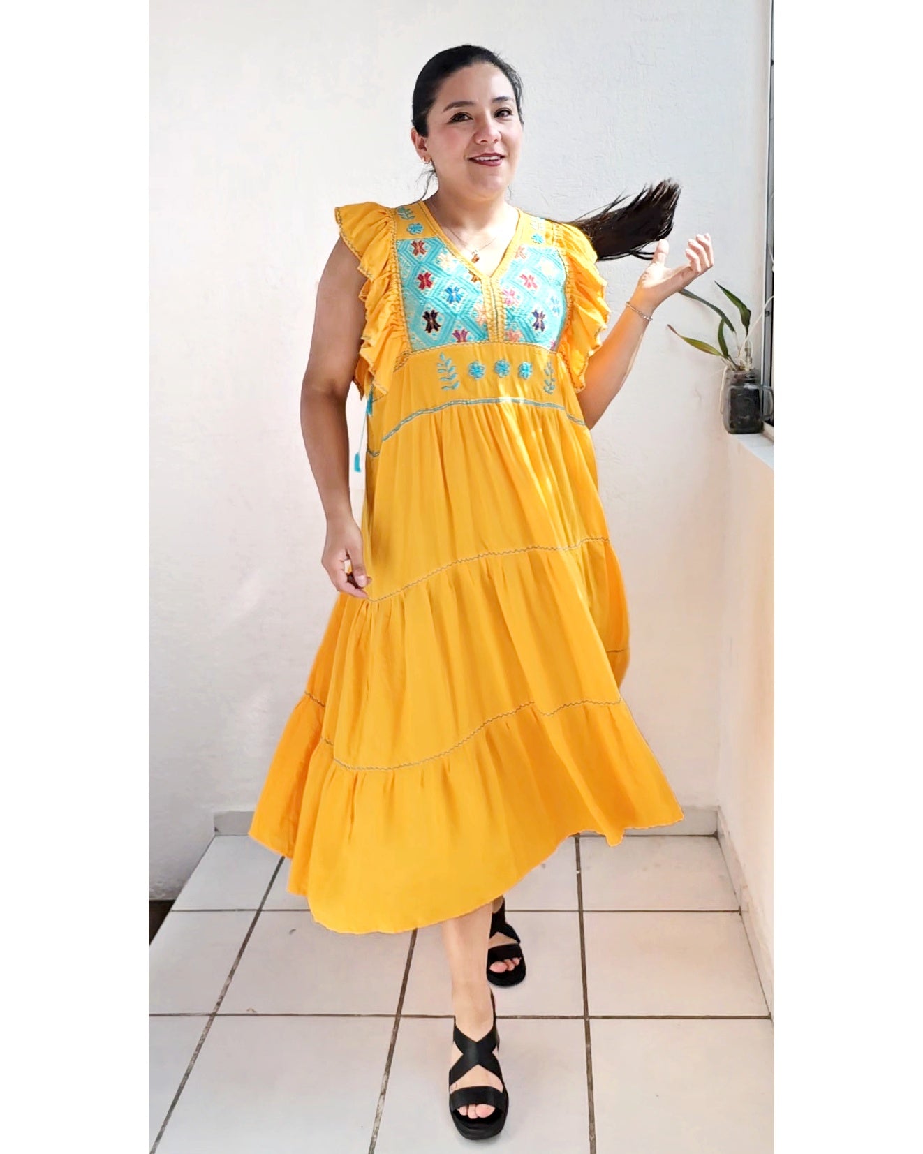 Vestido Antonia Amarillo Turquesa 2XL