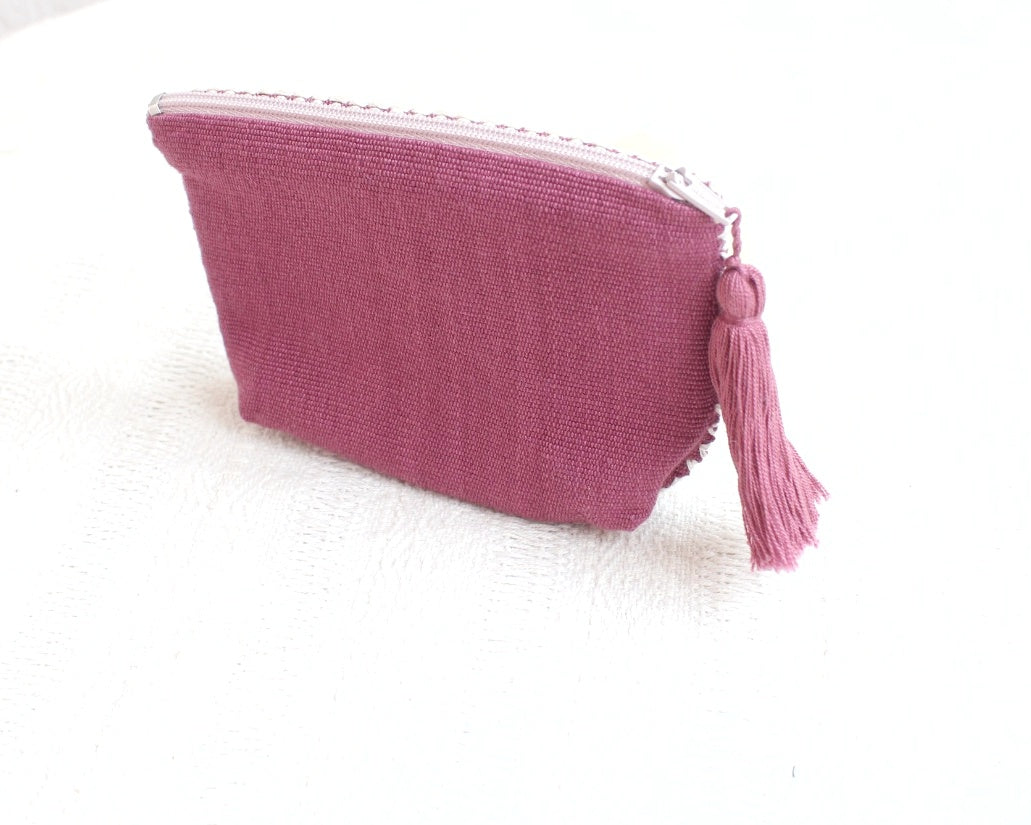 Monedero Flores Blanco Rosa Palo