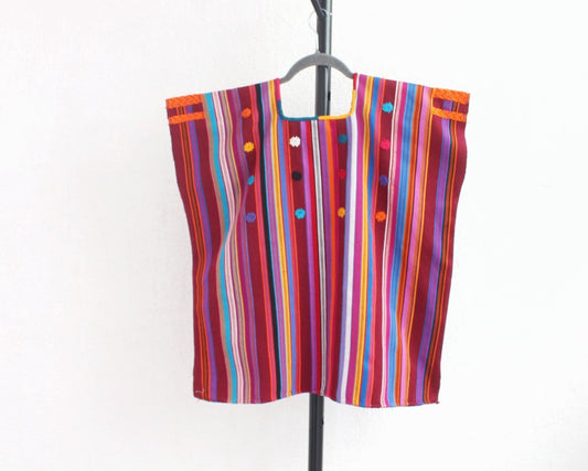 Huipil Corto Pantheló Vino Naranja