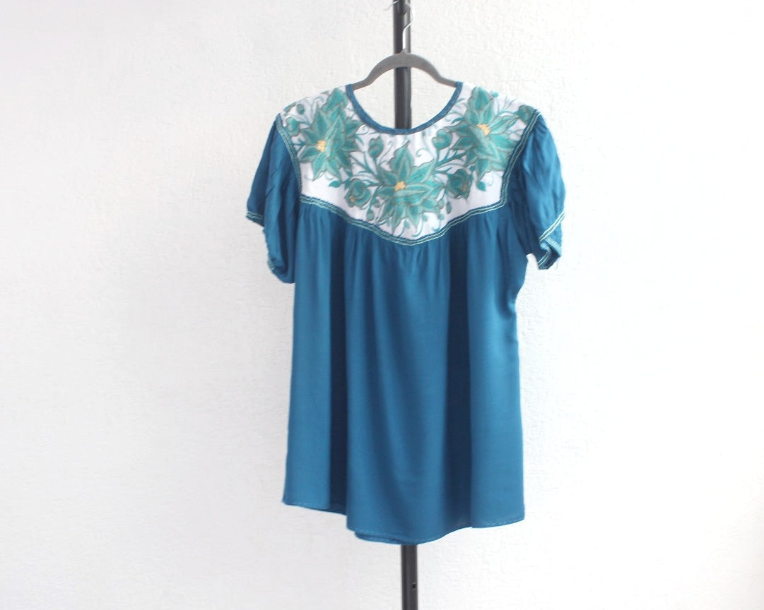 Blusa Abigail Flores Azul Indigo XXL