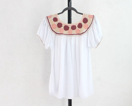 Blusa Aguacatenango Blanco Beige Café Coral