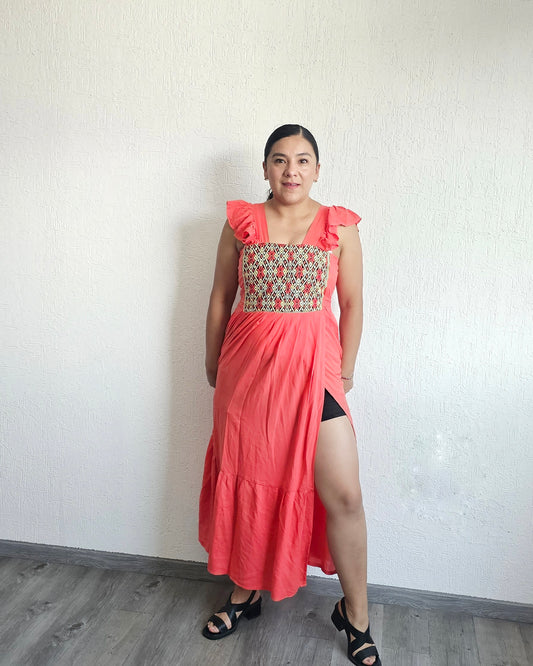 Vestido Anita XL - 2XL Largo Coral
