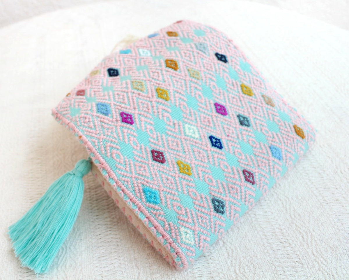 Cartera Flores Azul Rosa