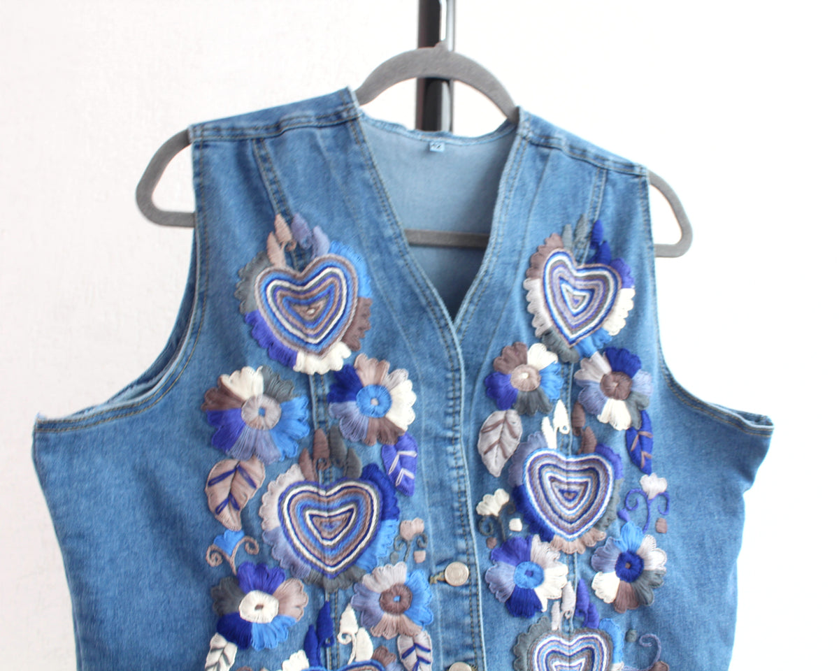 Chaleco Flores Azul 2XL