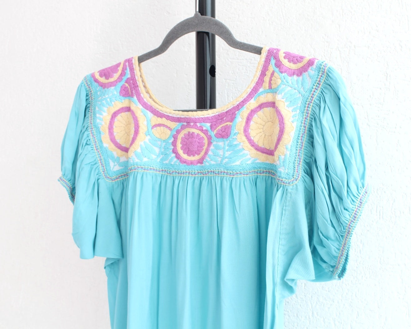 Blusa Aguacatenango Azul claro Rosa Amarillo