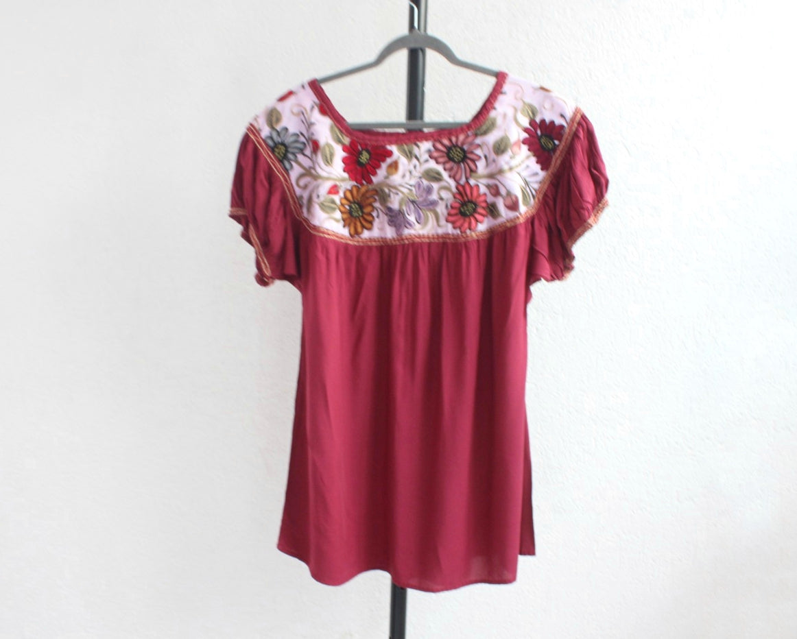 Blusa Abigail Flores Vino  XL - XXL