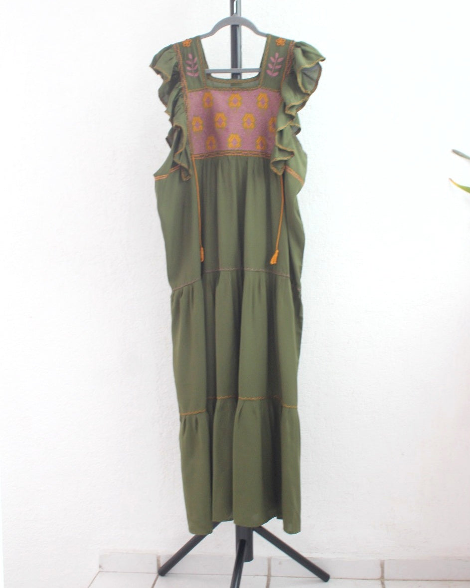 Vestido Josefina Verde Amarillo Unitalla