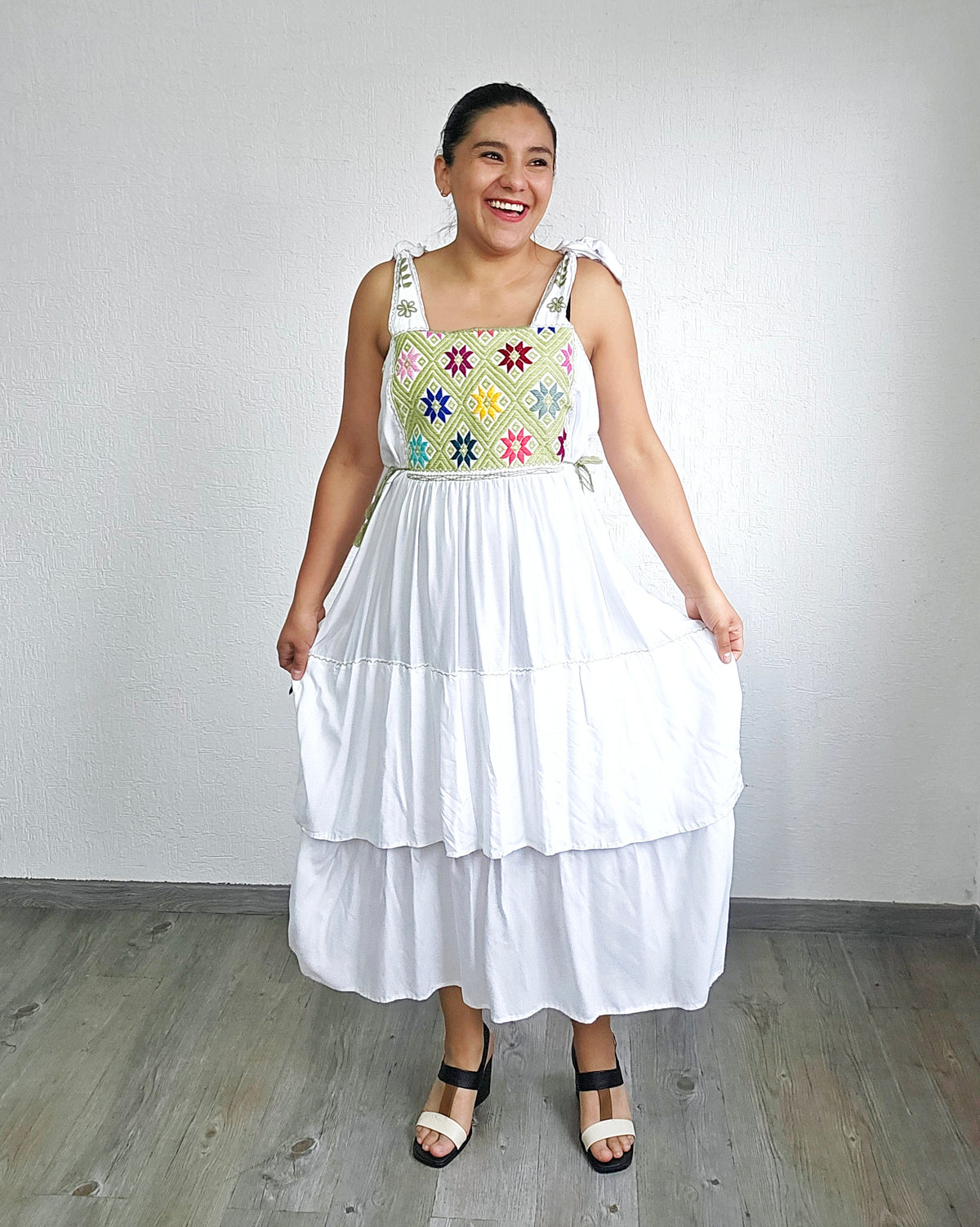 Vestido Fatima Telar Blanco Colores XL -XXL