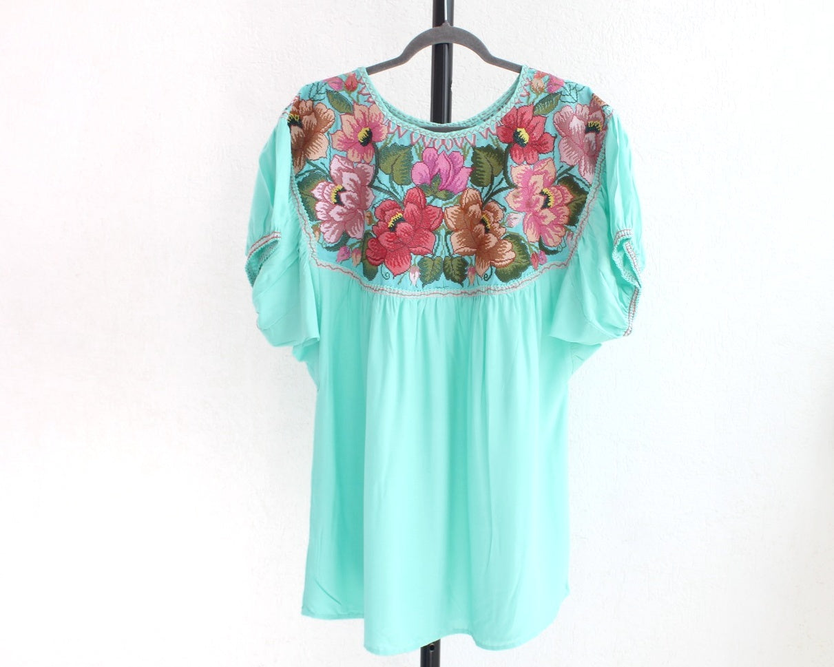 Blusa Abigail Flores Turquesa XL - XXL