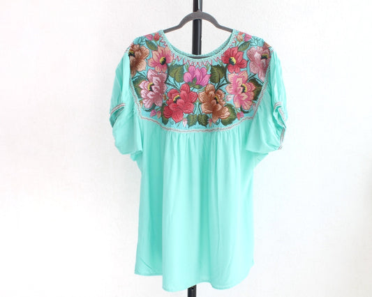 Blusa Abigail Flores Turquesa XL - XXL
