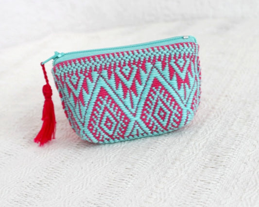 Mini Monedero Estrellas Turquesa Rosa