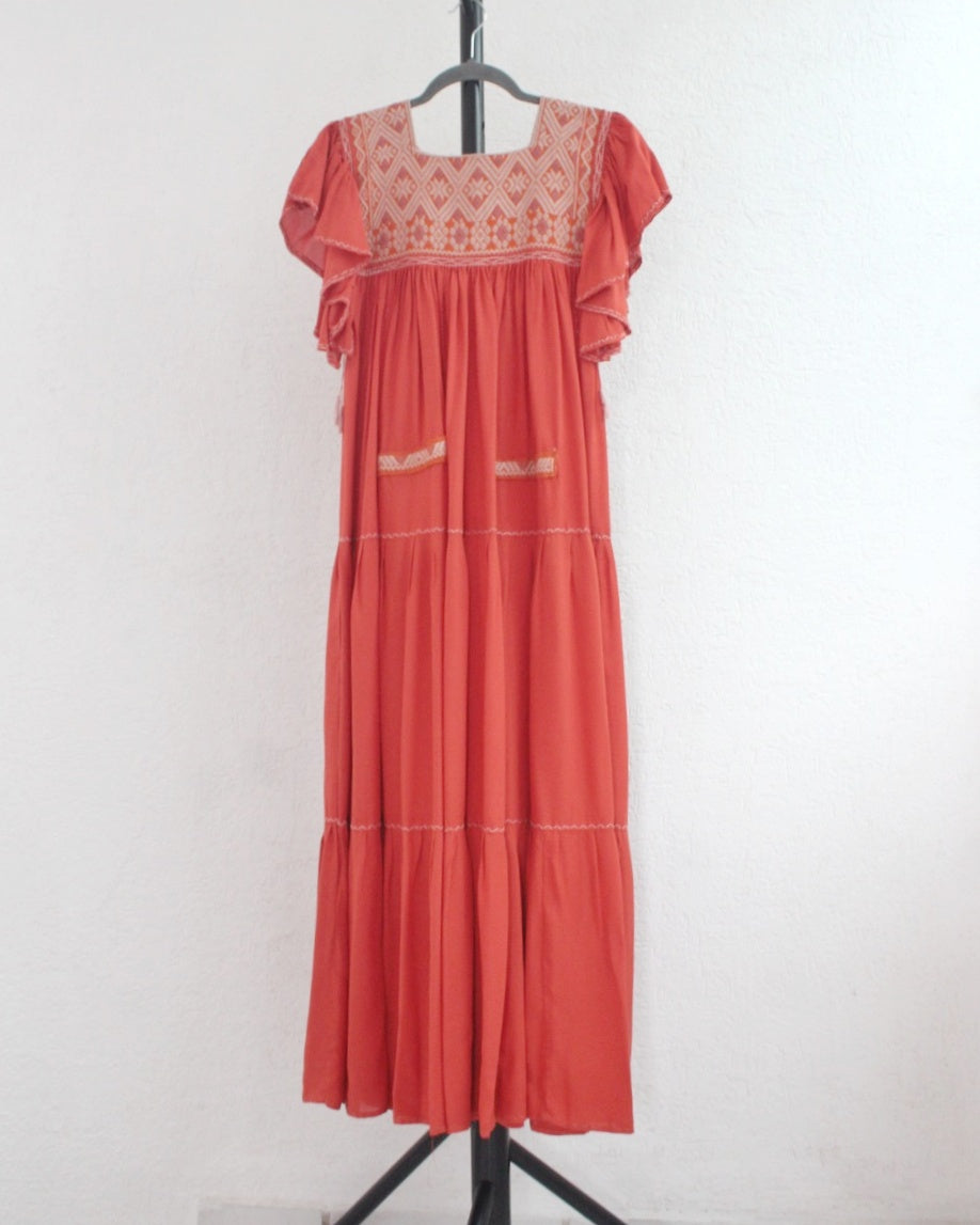 Vestido Cristiana Rombos Naranja Ch -M