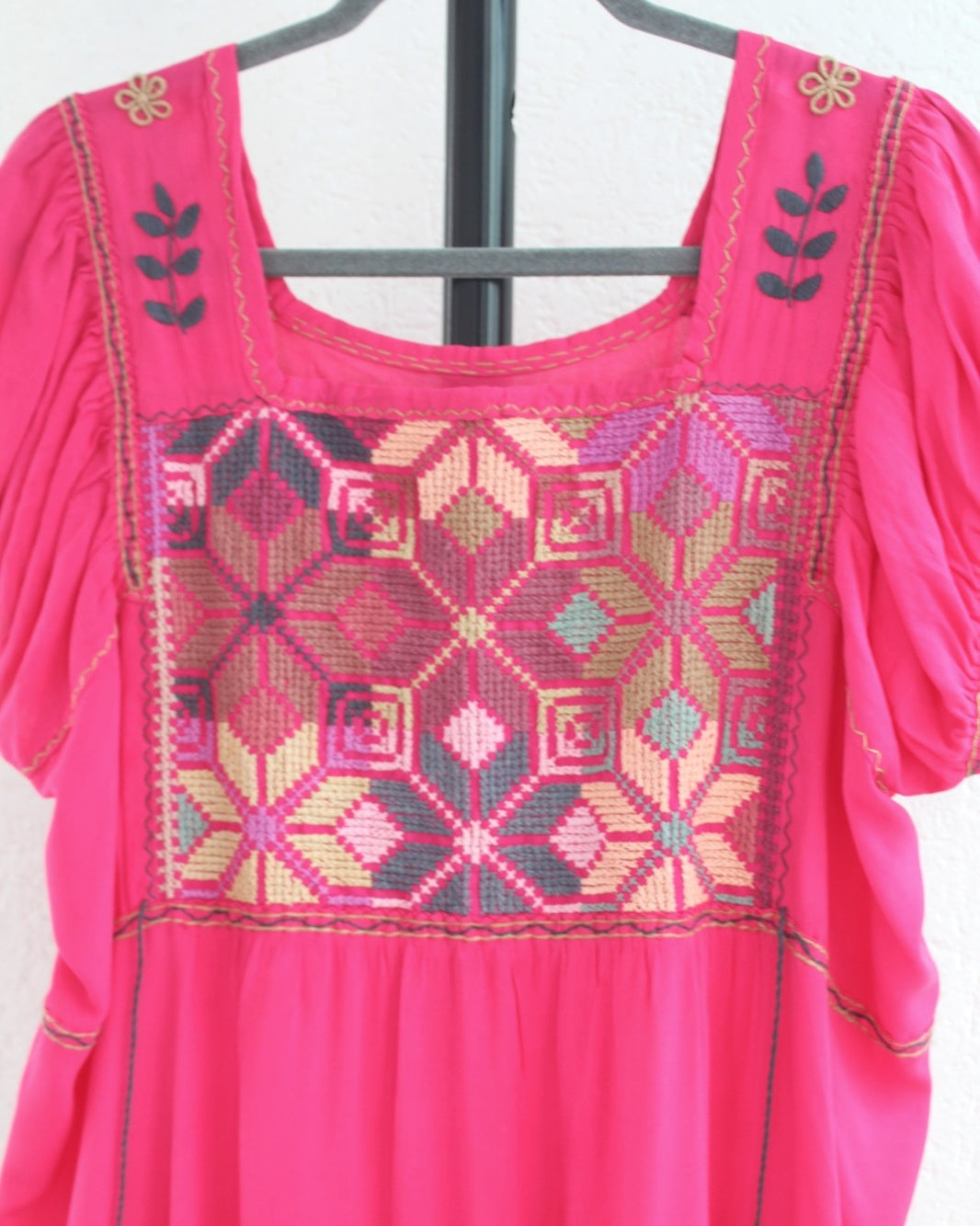 Vestido Maribel Flores Rosa Mexicano Colores L / XL