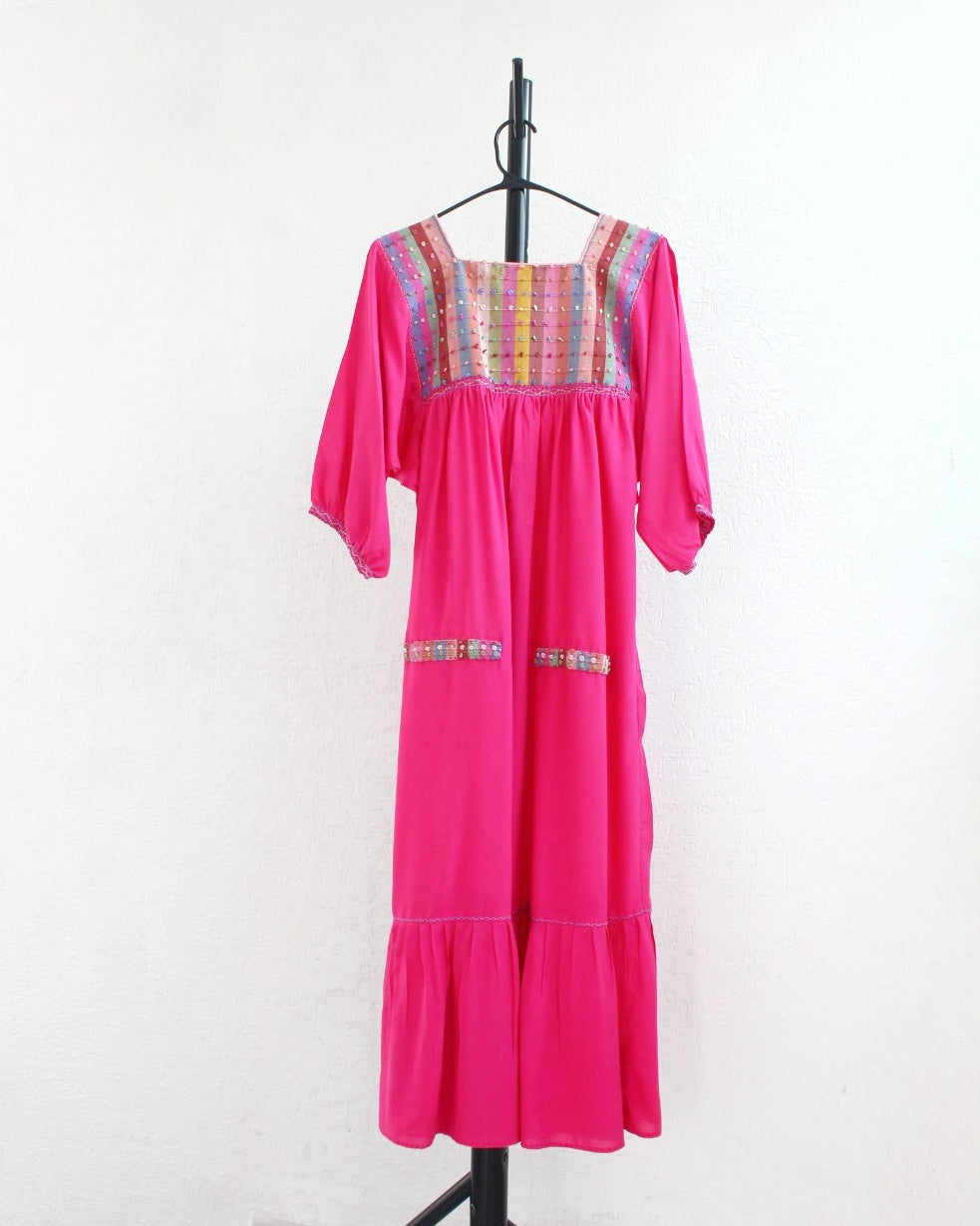 Vestido Nuditos 3/4 Manga Rosa Mx