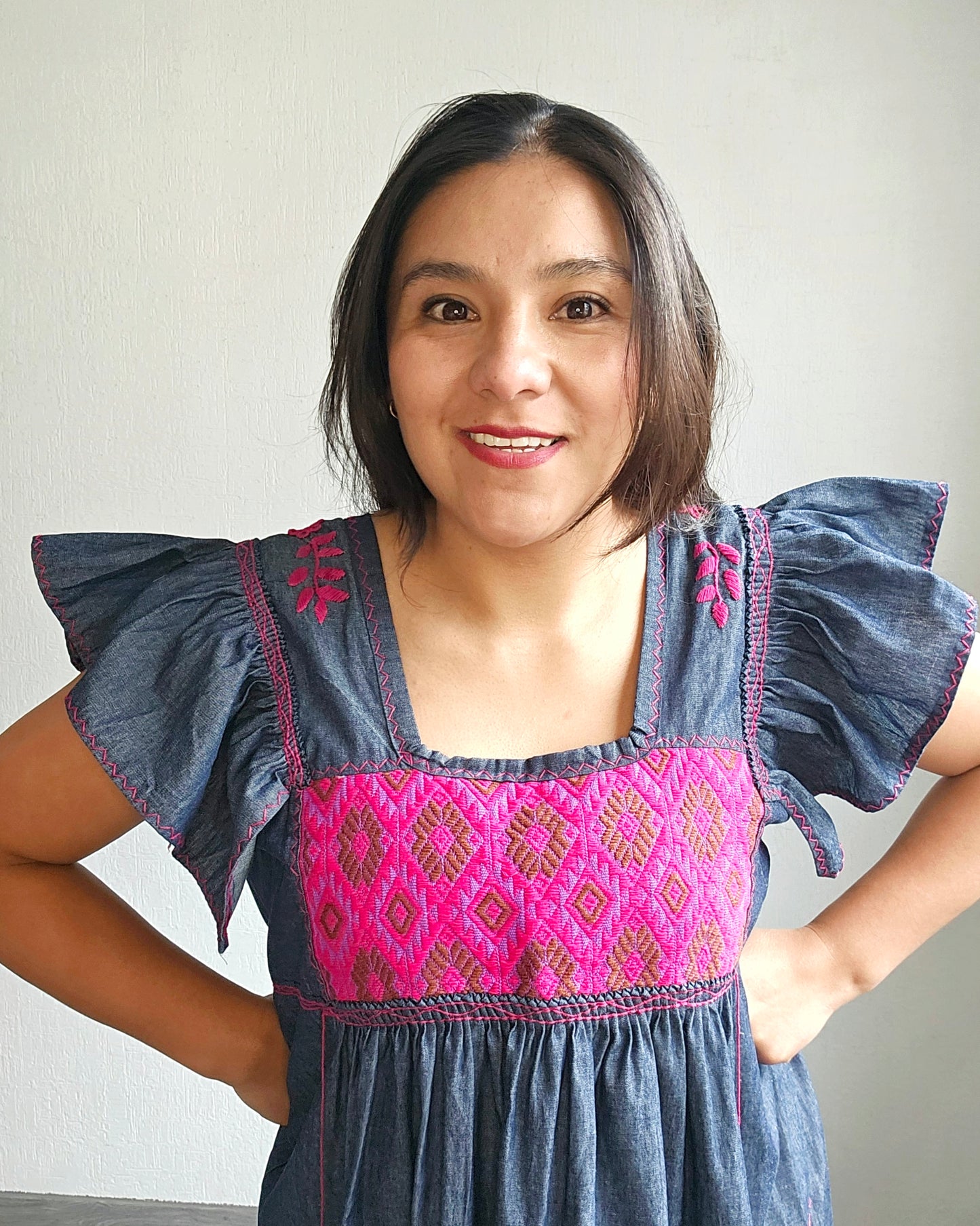 Vestido Lorena Rosa Mezclilla Unitalla