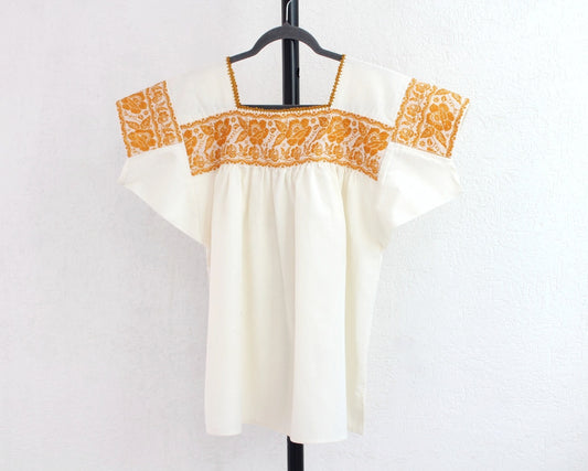 Blusa Tradicional Bordada Rosas Amarillo L - XL