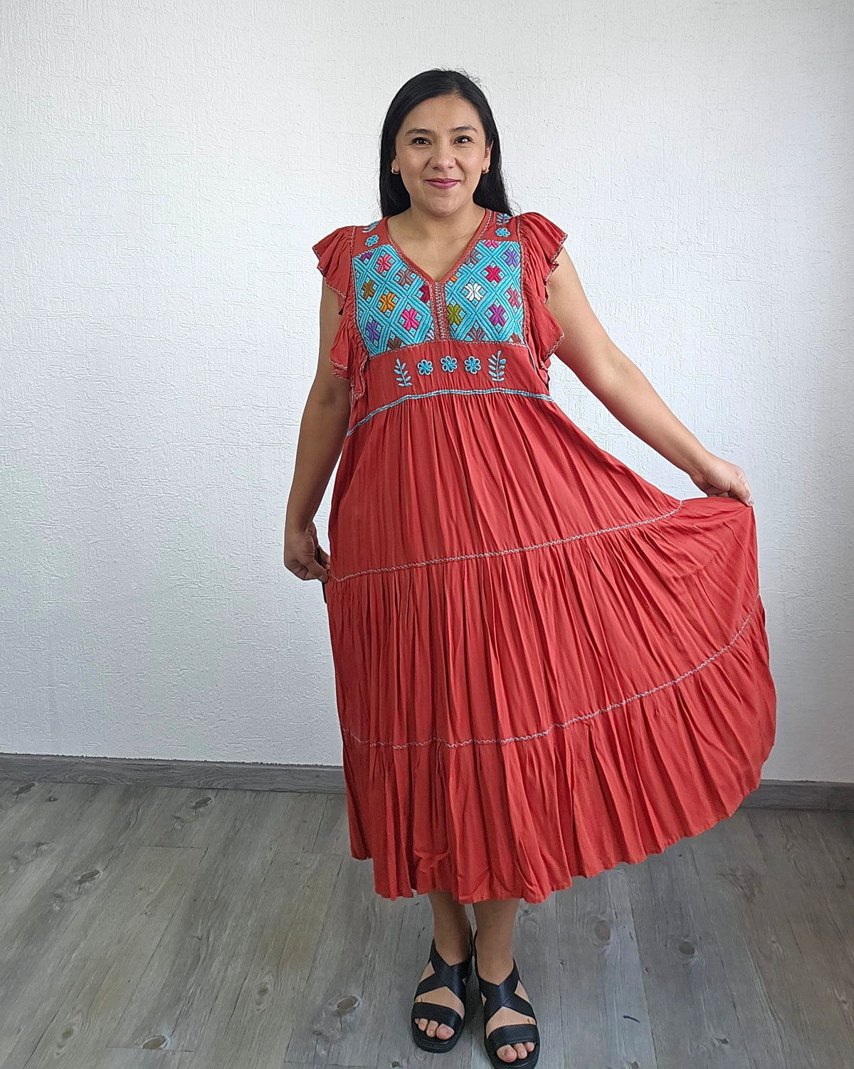 Vestido Antonia Naranja Turquesa 2XL